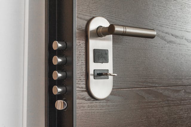 a metal door lock system