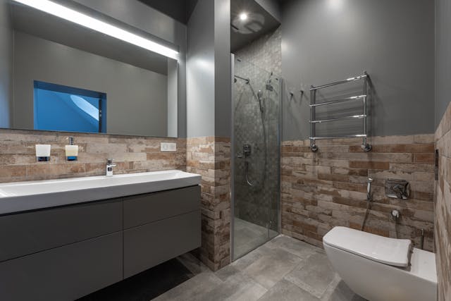 the interior of a renovated washroom